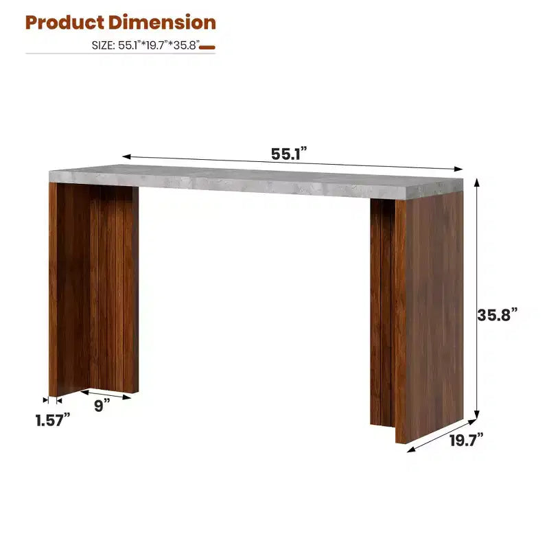 55 Bar Table for 4-6, Counter Height Pub Table with Extra Thick Top
