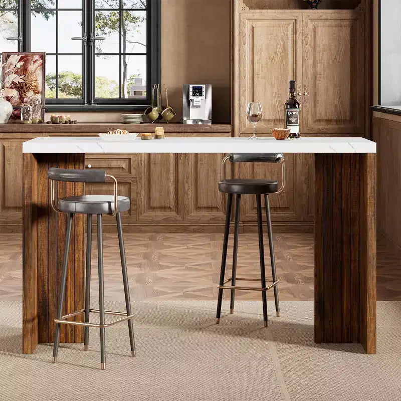 Table de bar 55 po pour 4-6 personnes, table de pub à hauteur de comptoir avec plateau extra épais