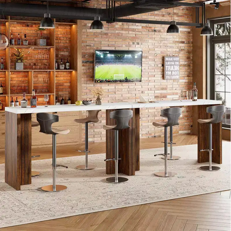 Table de bar 55 po pour 4-6 personnes, table de pub à hauteur de comptoir avec plateau extra épais