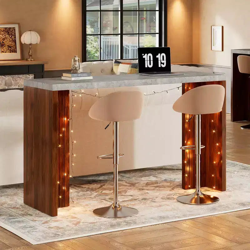 55 Bar Table for 4-6, Counter Height Pub Table with Extra Thick Top
