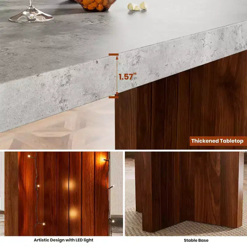 55 Bar Table for 4-6, Counter Height Pub Table with Extra Thick Top