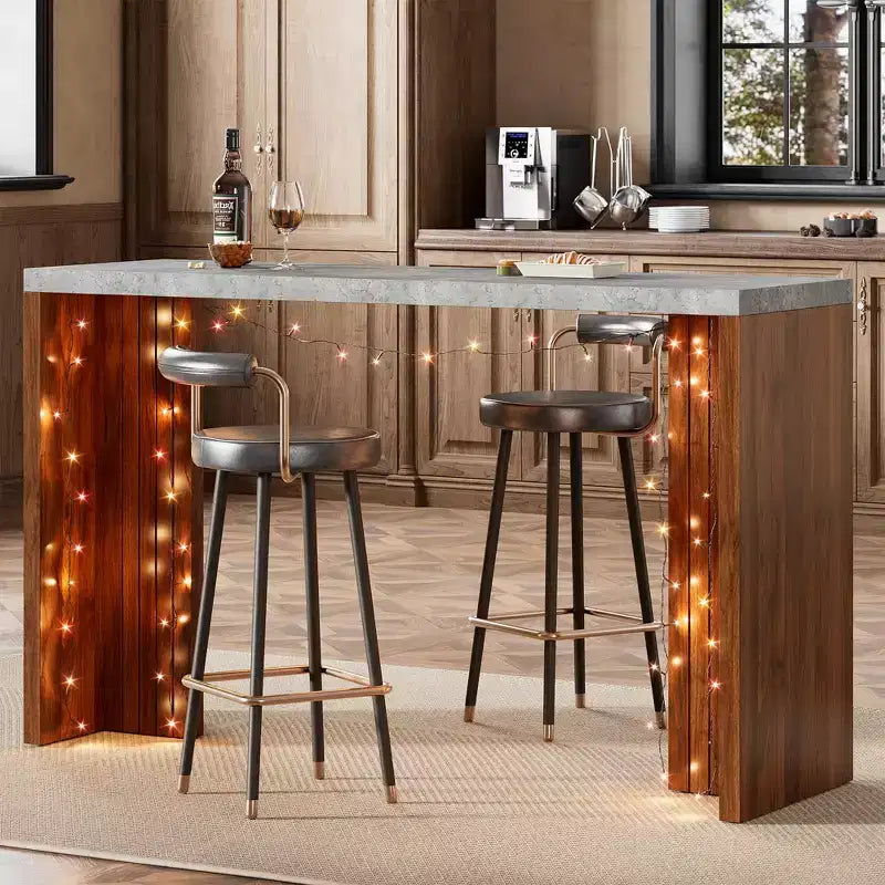 55 Bar Table for 4-6, Counter Height Pub Table with Extra Thick Top