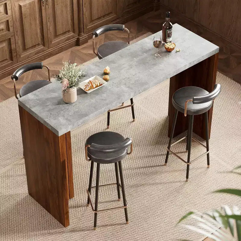 Table de bar 55 po pour 4-6 personnes, table de pub à hauteur de comptoir avec plateau extra épais