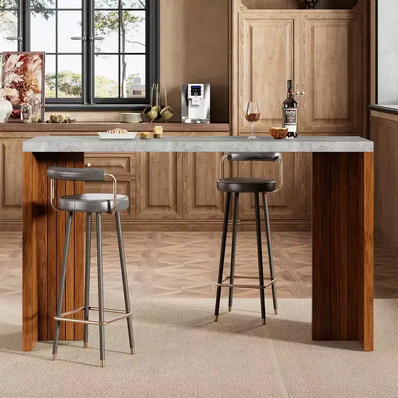 Table de bar 55 po pour 4-6 personnes, table de pub à hauteur de comptoir avec plateau extra épais