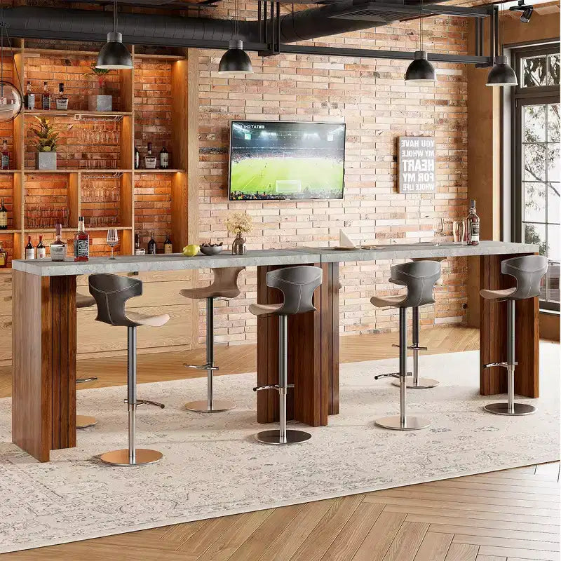 Table de bar 55 po pour 4-6 personnes, table de pub à hauteur de comptoir avec plateau extra épais