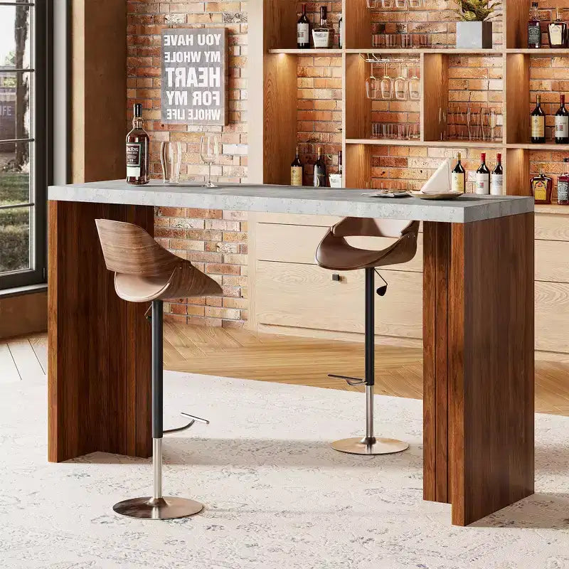55 Bar Table for 4-6, Counter Height Pub Table with Extra Thick Top