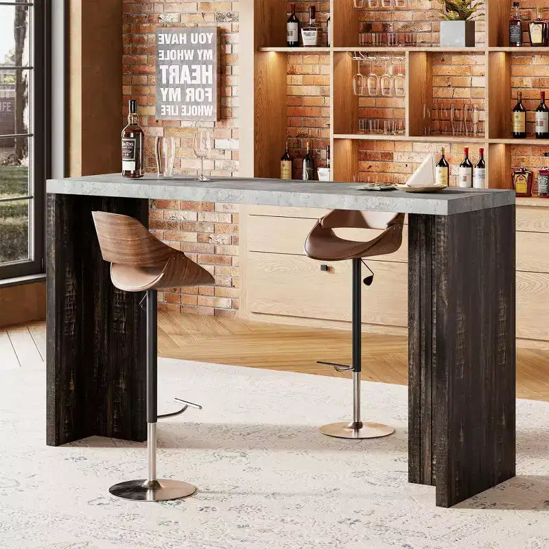 Acekool 55 Bar Table for 4-6, Counter Height Pub Table with Extra Thick Top