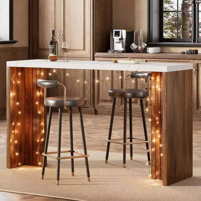 55 Bar Table for 4-6, Counter Height Pub Table with Extra Thick Top