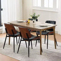 Dining Chairs Set of 4, Mid-Century Modern Upholstered Retro PU Leather Kitchen Chairs with Walnut Bentwood Back for Kitchen Dining Room