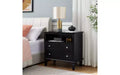 Table de chevet moderne du milieu du siècle avec station de charge, petite table d'appoint vintage à 2 tiroirs avec rangement ouvert, table de bout à pilastres cannelés