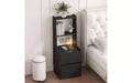 Table de chevet haute avec veilleuse et station de recharge, Table d'appoint avec étagère, Tables de chevet modernes avec meuble de rangement pour chambre à coucher