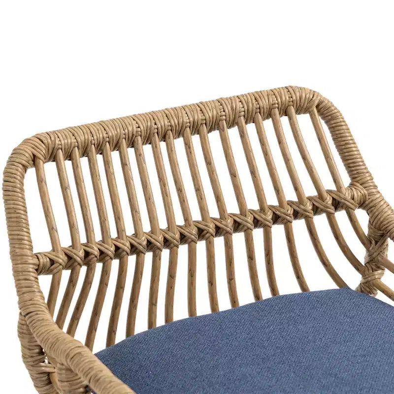 Swivel Rattan Bar Stools Set of 2 - Adjustable Height Metal Base Chairs for Kitchen and Dining Room in Beige