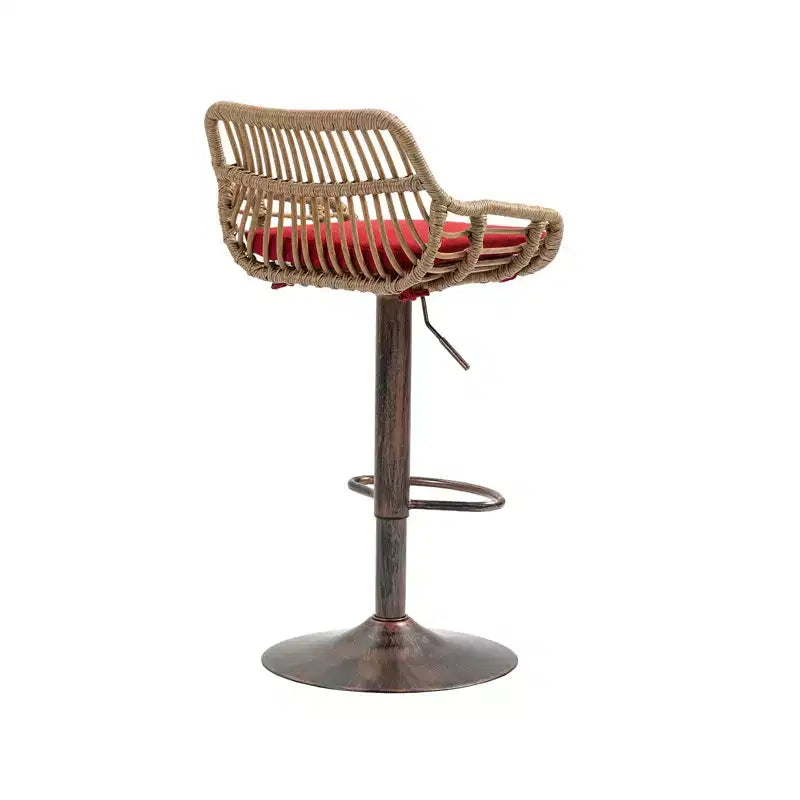 Swivel Rattan Bar Stools Set of 2 - Adjustable Height Metal Base Chairs for Kitchen and Dining Room in Beige