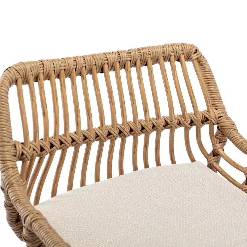 Swivel Rattan Bar Stools Set of 2 - Adjustable Height Metal Base Chairs for Kitchen and Dining Room in Beige