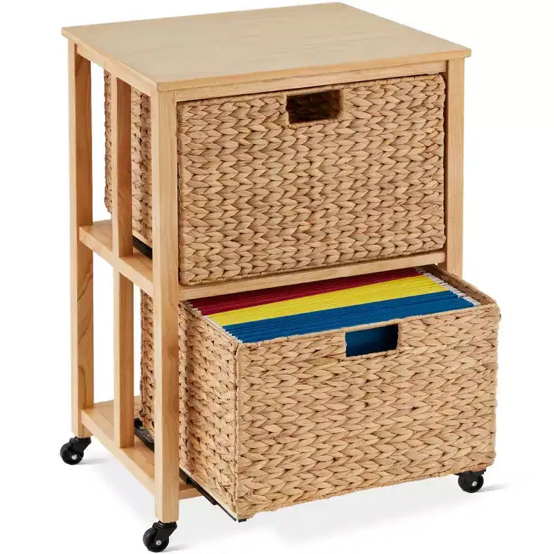 Best Choice Products Vertical Rolling File Cabinet for Home, Office w/ Rubberwood Frame, Locking Caster Wheels