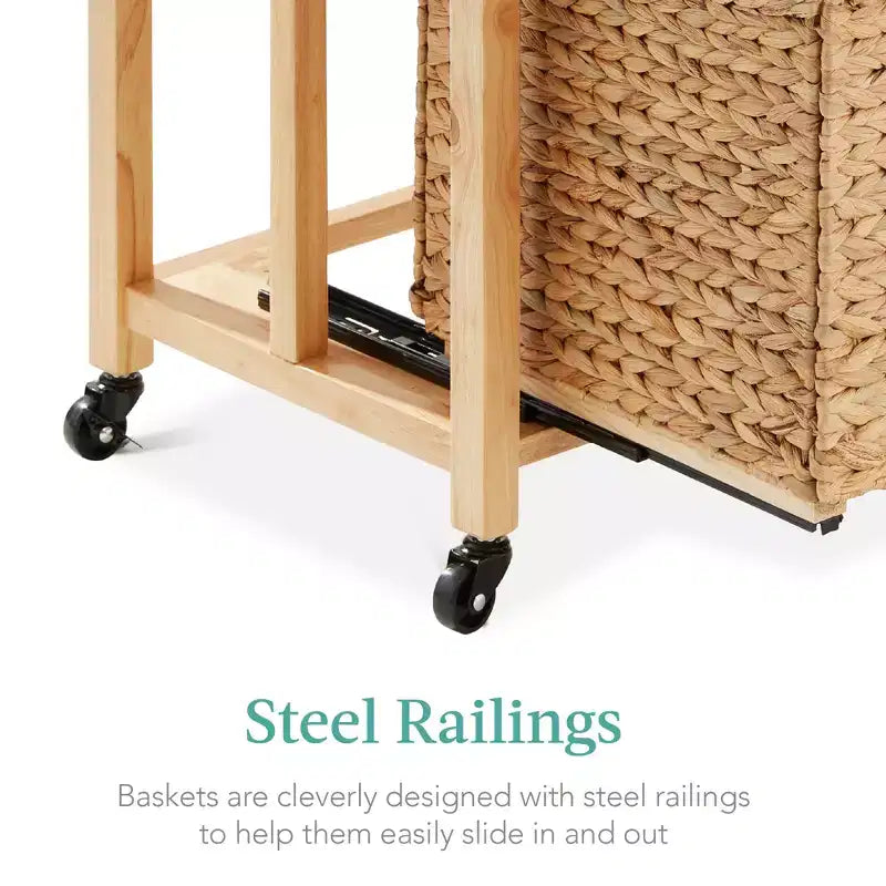Classeur vertical à roulettes pour la maison, le bureau avec cadre en bois d'hévéa, roulettes verrouillables
