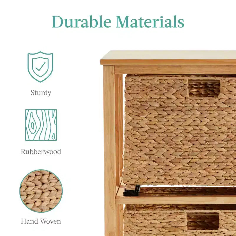 Classeur vertical à roulettes pour la maison, le bureau avec cadre en bois d'hévéa, roulettes verrouillables