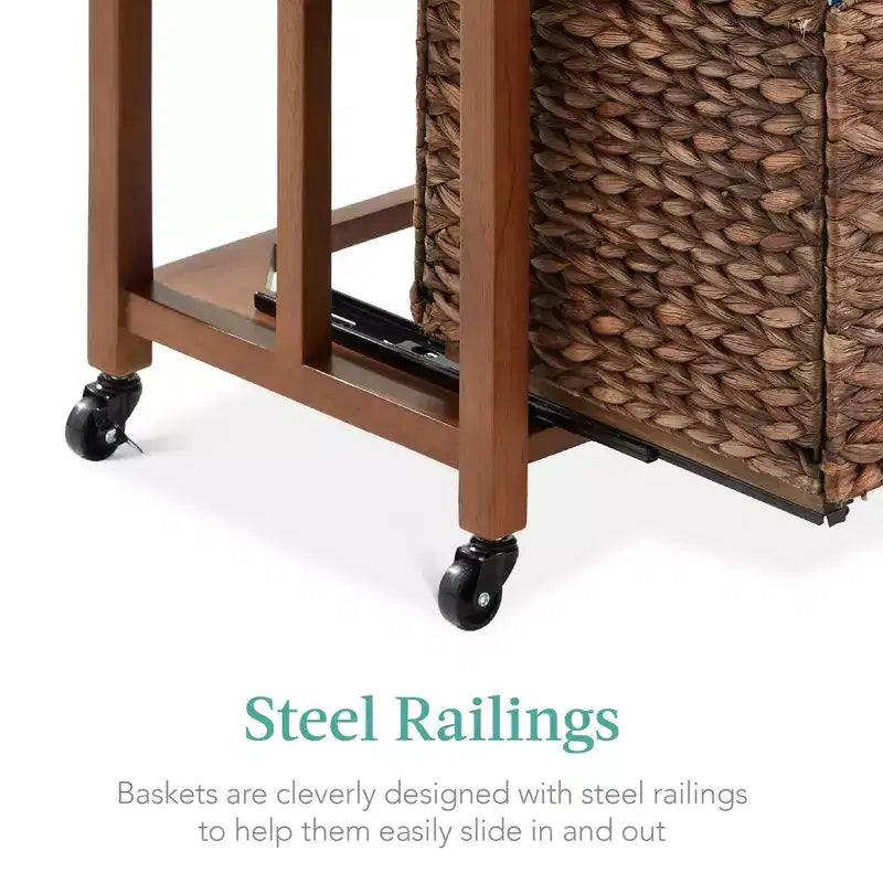 Classeur vertical à roulettes pour la maison, le bureau avec cadre en bois d'hévéa, roulettes verrouillables